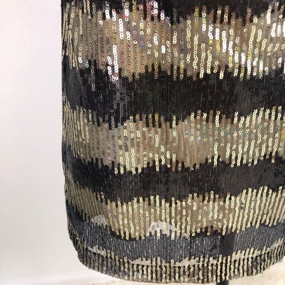 Ali Ro Sequin Striped Black & Gold Sheath Dress - Picture 4 of 8